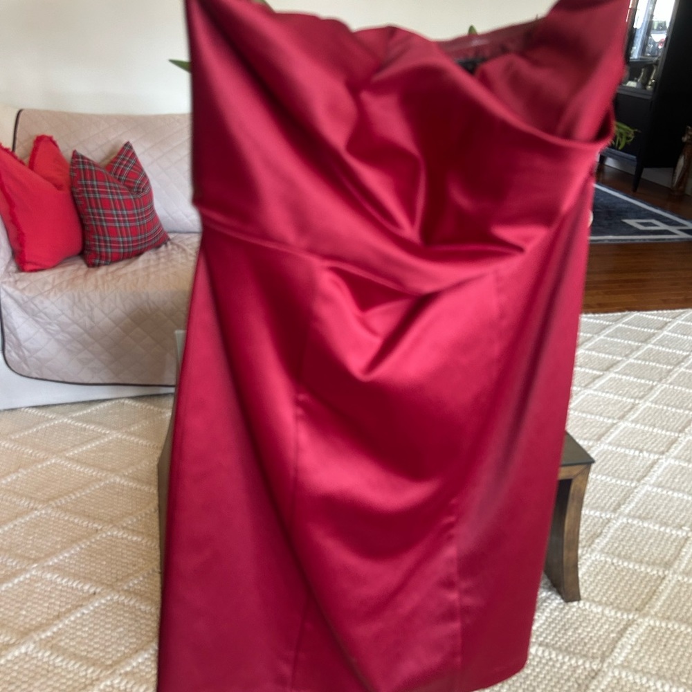 Strapless Ruched Bust Red Mini Cocktail Dress by The Limited
